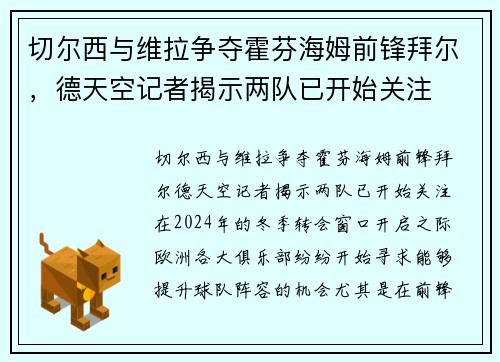 切尔西与维拉争夺霍芬海姆前锋拜尔，德天空记者揭示两队已开始关注